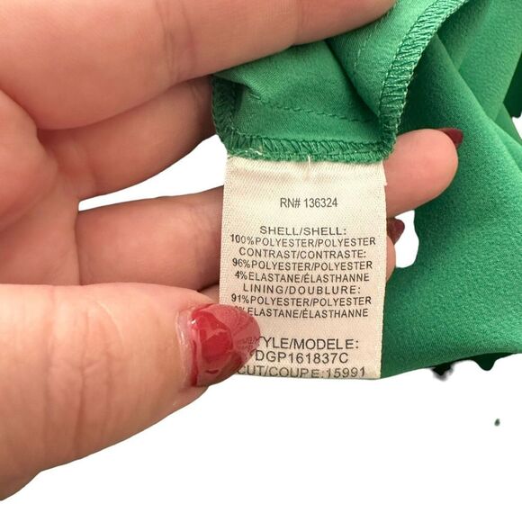 HALSTON HERITAGE Ruched Satin Chiffon Column Gown‎ in Green Sz 8 - Picture 6 of 6